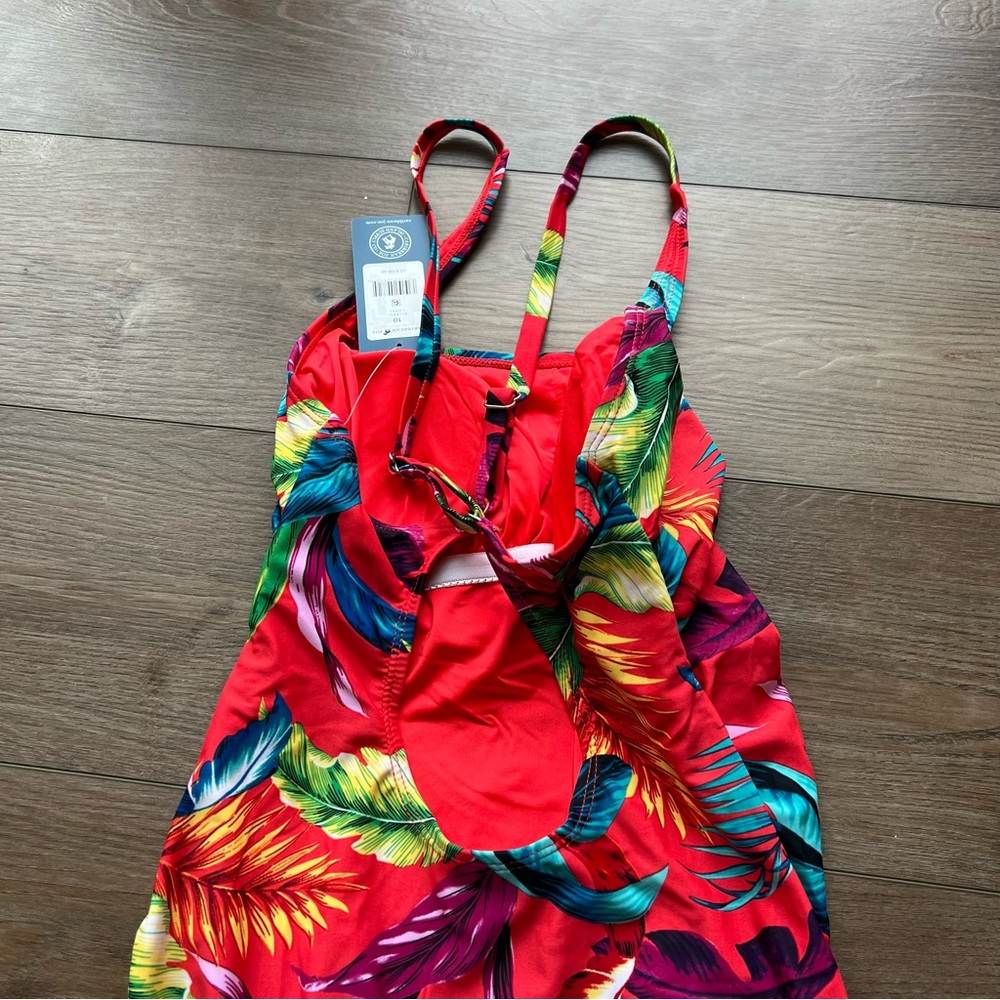 Caribbean Joe Women's Shirred One-Piece Swimsuit Floral Multicolor - Picture 7 of 7